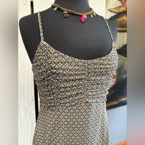 Originality Sheer Green Cream Floral 90’s Y2K Adjustable Strap Mini Dress Medium